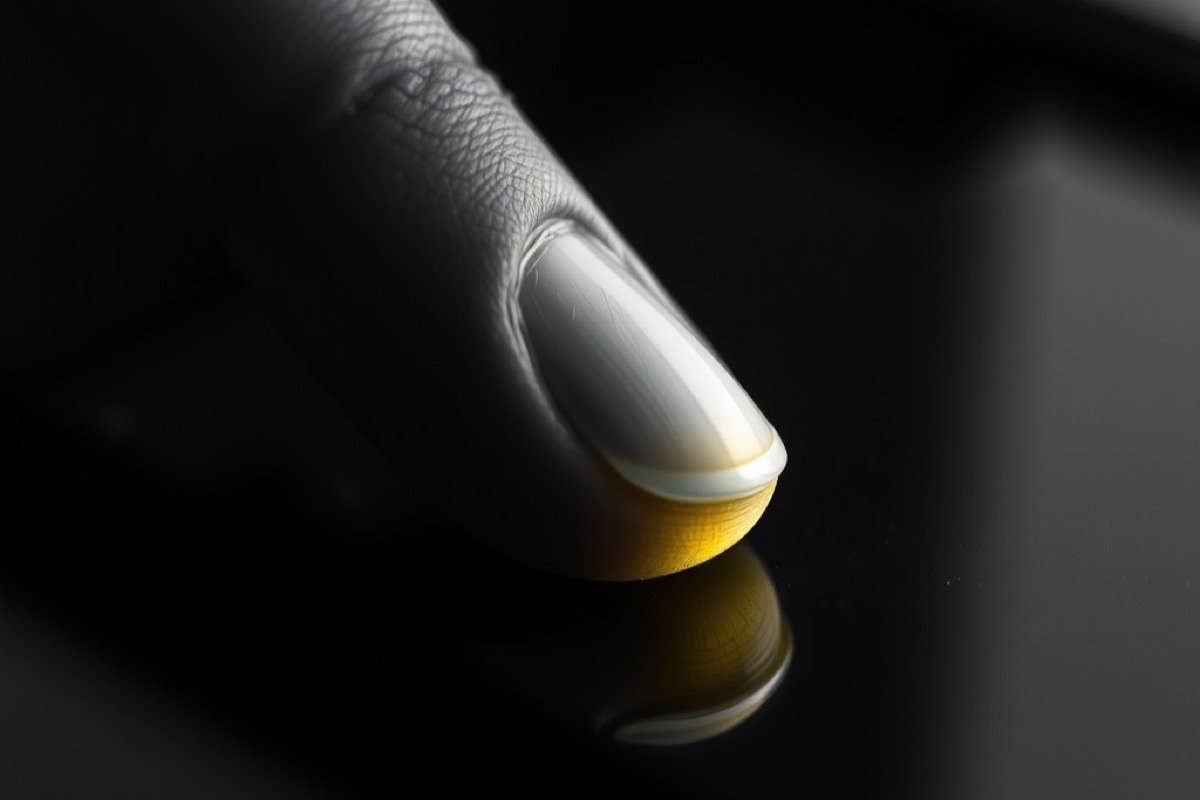 A fingertip touching a softly glowing phone screen