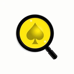 Online Casino India crest: a magnifying glass over a spade